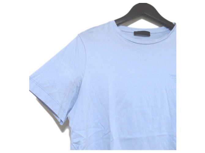 Camiseta de algodón bordada con logo en el pecho de Prada Azul - vista 3