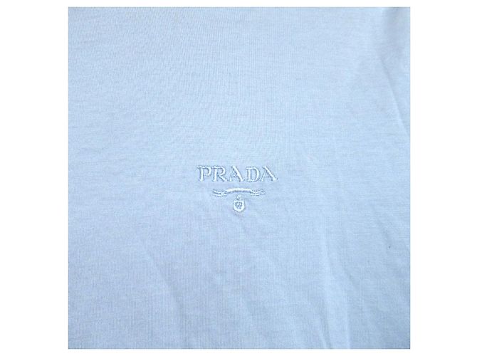 Camiseta de algodón bordada con logo en el pecho de Prada Azul - vista 4