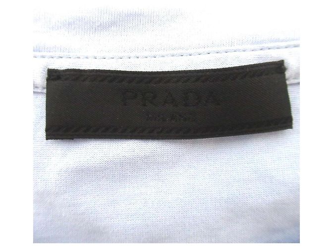 Camiseta de algodón bordada con logo en el pecho de Prada Azul - vista 9