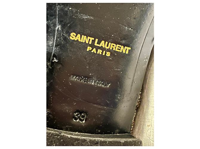 Saint Laurent Scarpe LuLu con lacci glitter e tacco oro Argento D'oro Metallico - vista 10
