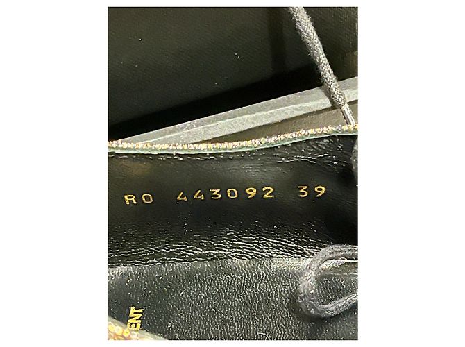 Saint Laurent Scarpe LuLu con lacci glitter e tacco oro Argento D'oro Metallico - vista 11