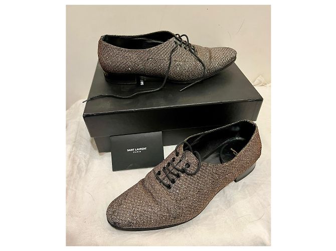 Saint Laurent Scarpe LuLu con lacci glitter e tacco oro Argento D'oro Metallico - vista 4
