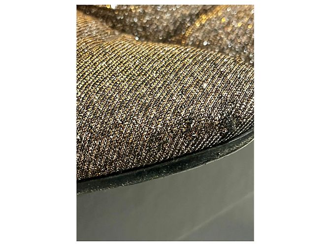 Saint Laurent Scarpe LuLu con lacci glitter e tacco oro Argento D'oro Metallico - vista 6
