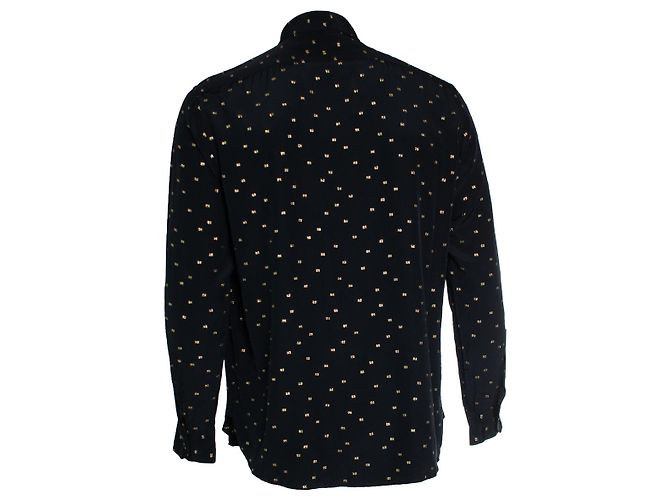Saint Laurent, Camisa negra con estampado de lurex dorado Negro - vista 2