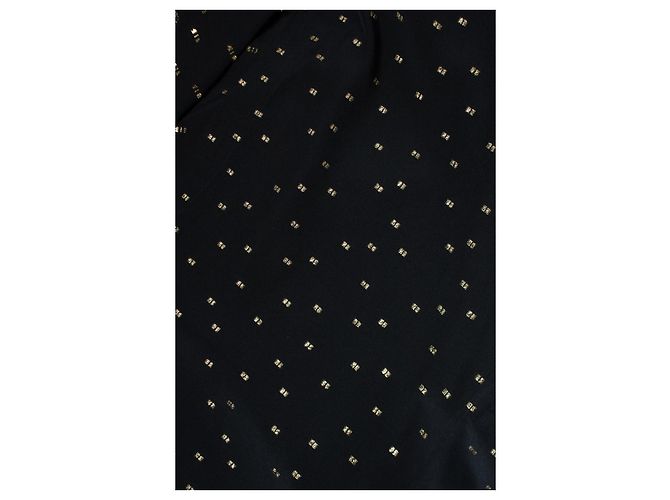 Saint Laurent, Camisa negra con estampado de lurex dorado Negro - vista 6