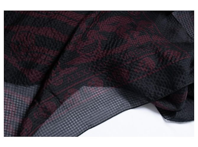 Sciarpa trasparente con stampa di teschio Alexander McQueen Nero Rosso - vista 4