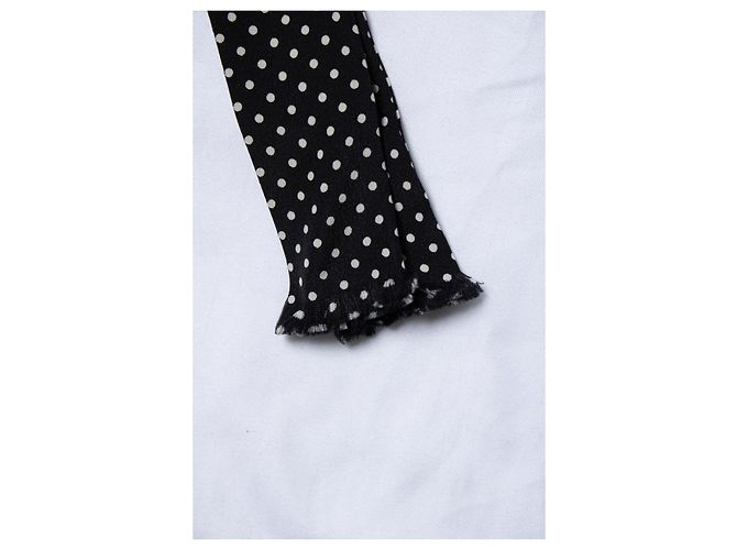 Sciarpa in seta nera a pois Saint Laurent Nero Bianco - vista 3