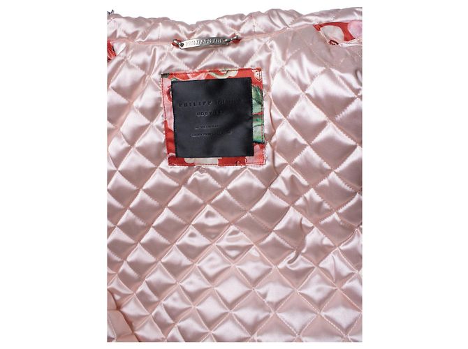 Philipp Plein roter Orchideen-Print Bomber mit Fell Pink - Ansicht 6