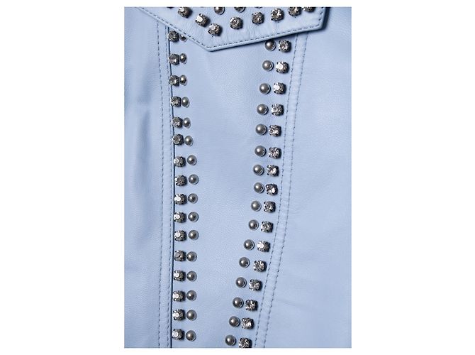 Philipp Plein, hellblaue Lederjacke mit Nieten - Ansicht 5