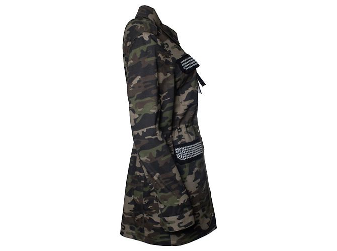 Philipp Plein, parka de camuflaje con cristales Negro Verde - vista 3