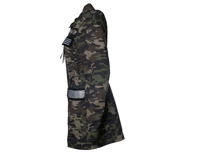 Philipp Plein, parka de camuflaje con cristales Negro Verde - vista 4
