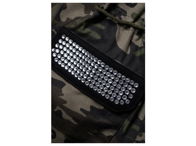 Philipp Plein, parka de camuflaje con cristales Negro Verde - vista 6