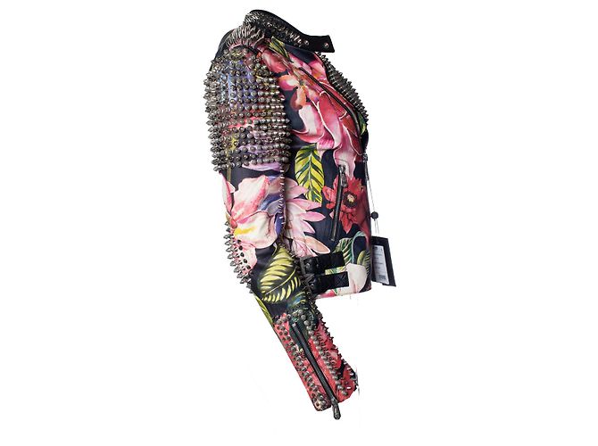 Florale Leder-Bikerjacke Philipp Plein Mehrfarben - Ansicht 5
