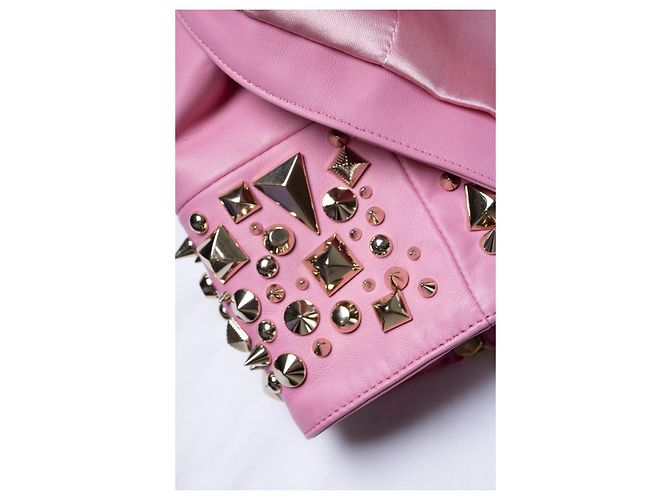 Philipp Plein, Pink Disney cropped Lederbikerjacke - Ansicht 10