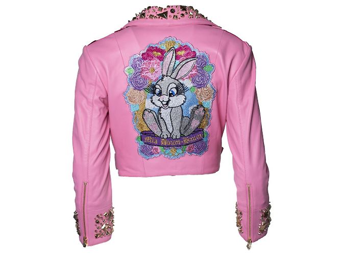 Philipp Plein, Pink Disney cropped Lederbikerjacke - Ansicht 2