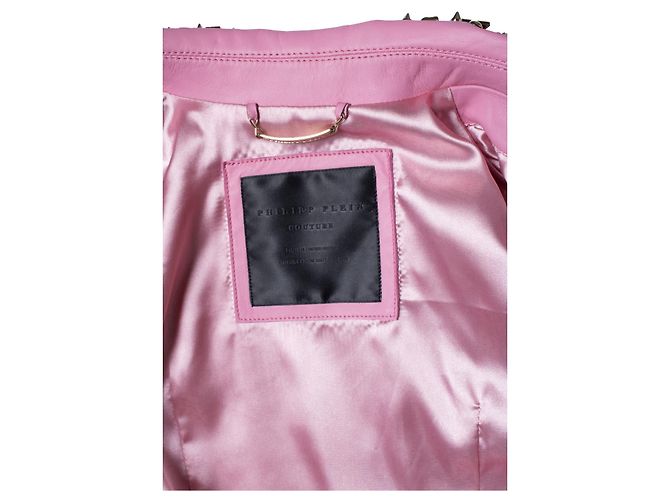 Philipp Plein, Pink Disney cropped Lederbikerjacke - Ansicht 7