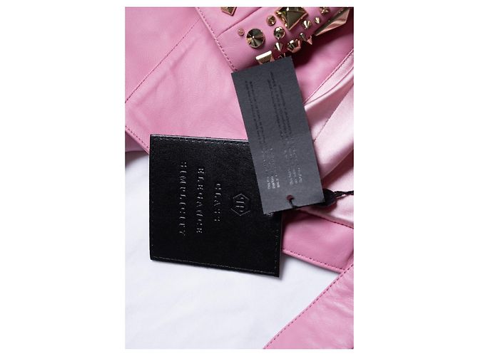Philipp Plein, Pink Disney cropped Lederbikerjacke - Ansicht 8