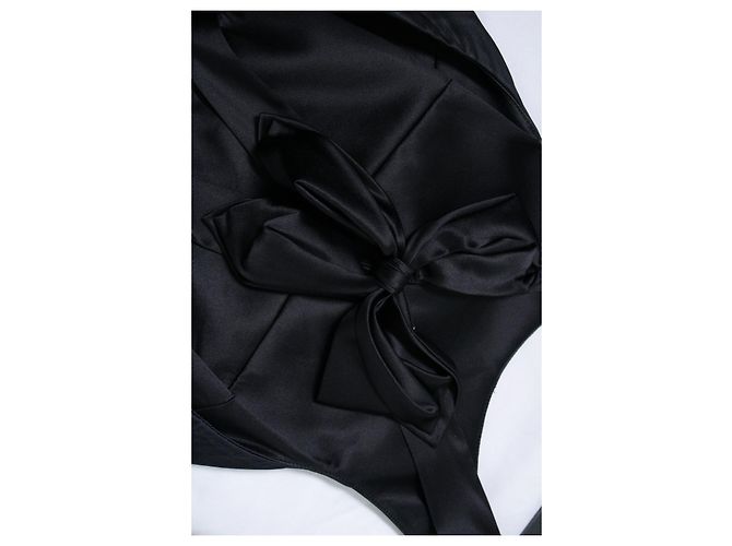 Chanel, top in seta nera con fiocco sul retro Nero - vista 7