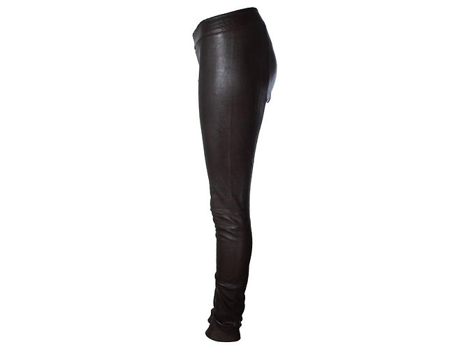 Leggings in pelle marrone scuro Sylvie Schimmel - vista 2