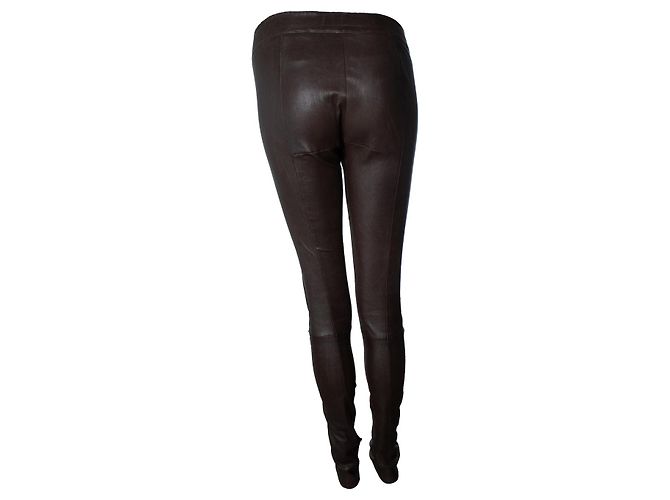 Leggings in pelle marrone scuro Sylvie Schimmel - vista 3