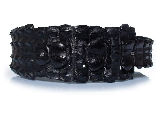 Schwarzer Krokodilleder-Gürtel von Salvatore Ferragamo Silber - Ansicht 2