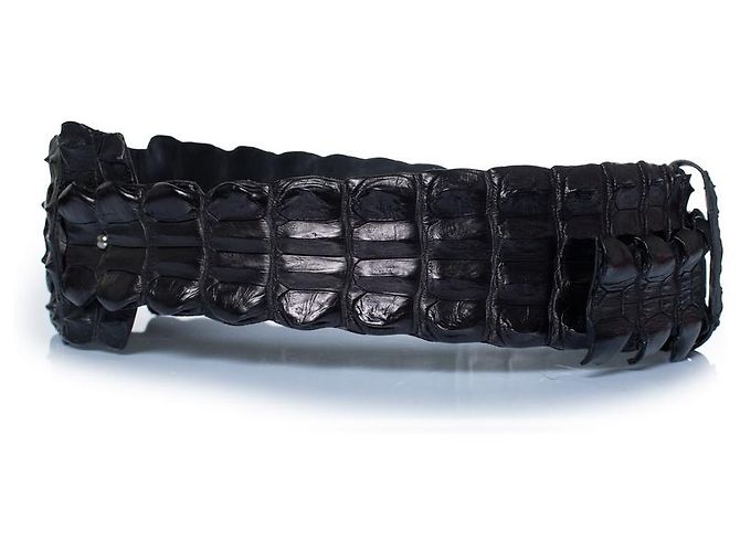 Schwarzer Krokodilleder-Gürtel von Salvatore Ferragamo Silber - Ansicht 4