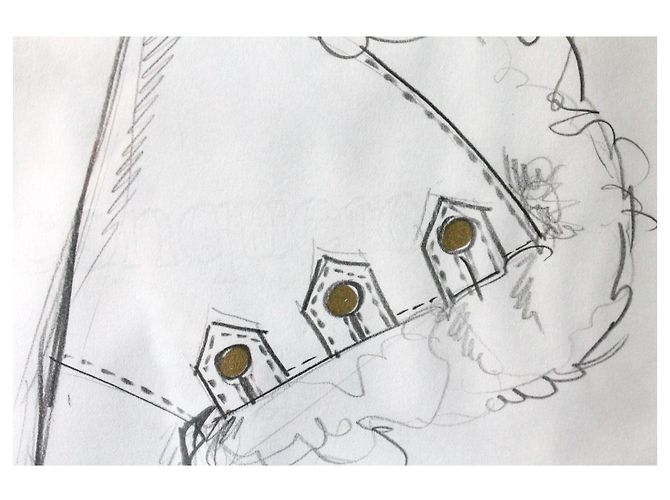 Pierre Hardy croquis d'un gant pour Hermès collection hiver 1994 - 1995 Blanc - vue 5