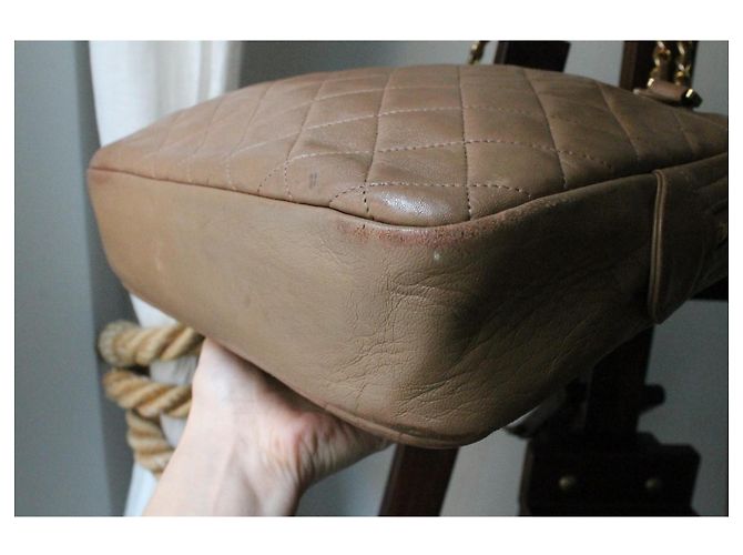 Borsa Chanel Modello Camera in Pelle Beige - vista 11