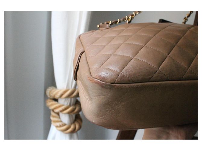 Borsa Chanel Modello Camera in Pelle Beige - vista 14
