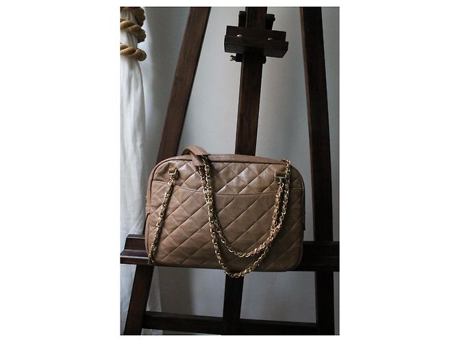 Borsa Chanel Modello Camera in Pelle Beige - vista 5