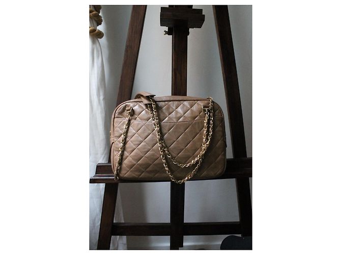 Borsa Chanel Modello Camera in Pelle Beige - vista 6