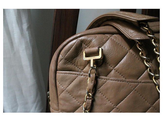 Borsa Chanel Modello Camera in Pelle Beige - vista 7