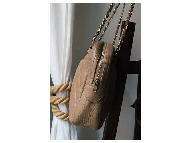 Borsa Chanel Modello Camera in Pelle Beige - vista 8