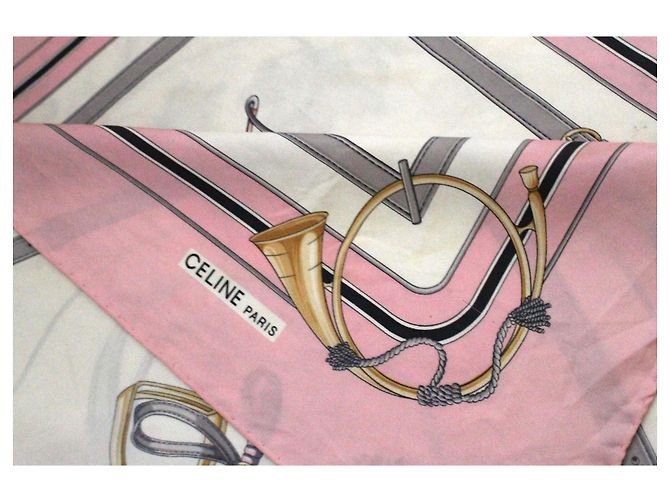Céline quadrato in seta rosa - vista 3