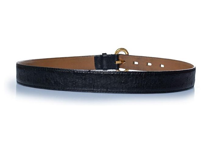 Autre Marque Cintura in pelle di struzzo nera Delvaux Nero - vista 2