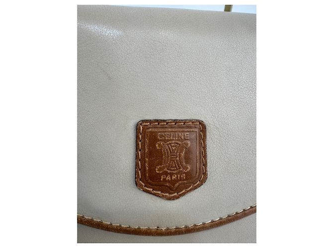 Céline Borsa a spalla Celine in pelle beige e marrone.304 - vista 10