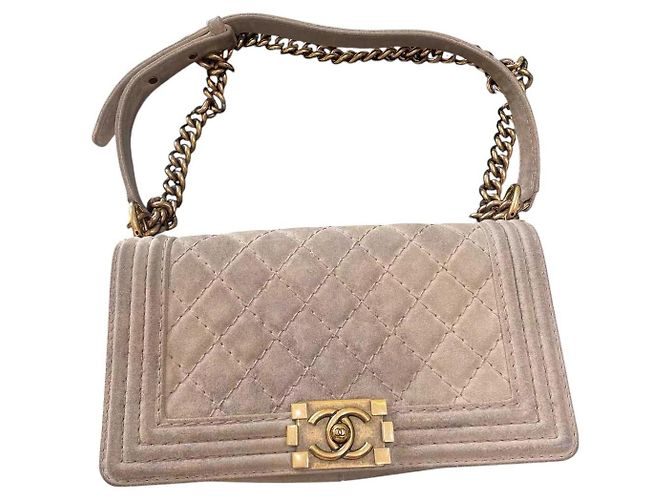 Bolso Boy Flap Chanel de ante acolchado desgastado - Tamaño mediano antiguo Beige - vista 5