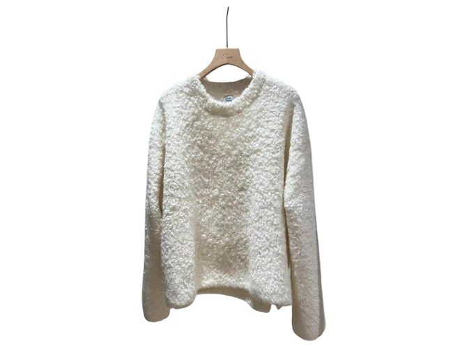 Totême toteme Boxy Bouclé-Strick Milch Weiß - Ansicht 4