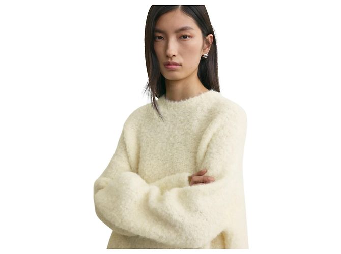 Totême toteme Boxy Bouclé-Strick Milch Weiß - Ansicht 9