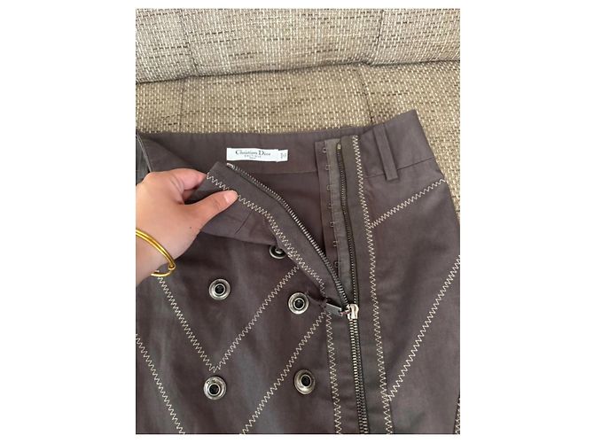 Falda Christian Dior Marrón de Algodón Castaño - vista 7