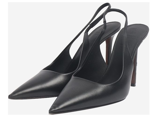 Brunello Cucinelli Schwarze Leder-Pumps mit spitzem Absatz - Größe EU 38 (UK 5) - Ansicht 2