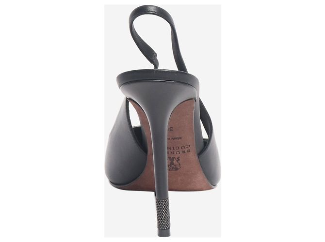 Brunello Cucinelli Schwarze Leder-Pumps mit spitzem Absatz - Größe EU 38 (UK 5) - Ansicht 3