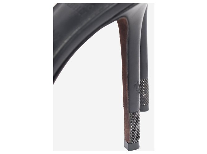 Brunello Cucinelli Schwarze Leder-Pumps mit spitzem Absatz - Größe EU 38 (UK 5) - Ansicht 4