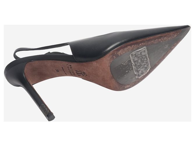 Brunello Cucinelli Schwarze Leder-Pumps mit spitzem Absatz - Größe EU 38 (UK 5) - Ansicht 5