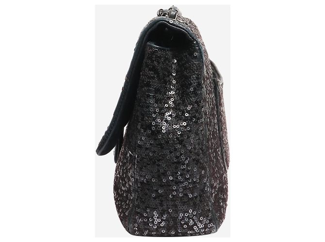 Chanel Borsa Classic Single Flap nera 2011 decorata con paillettes jumbo Nero - vista 3