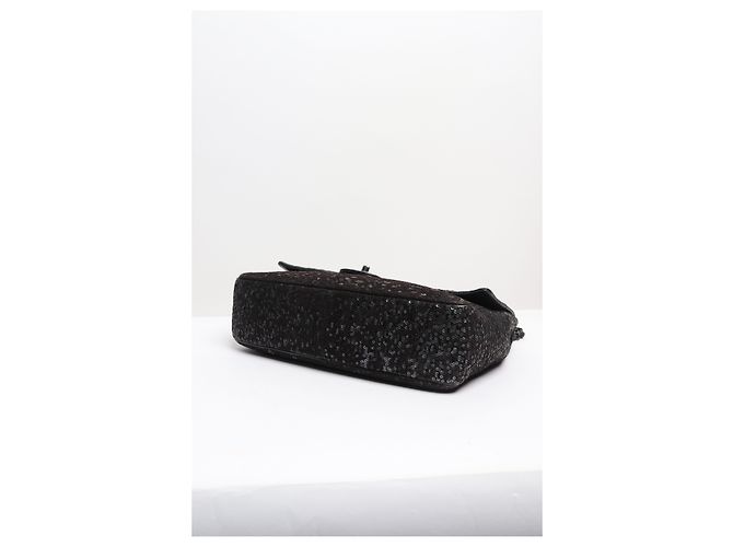 Chanel Borsa Classic Single Flap nera 2011 decorata con paillettes jumbo Nero - vista 5