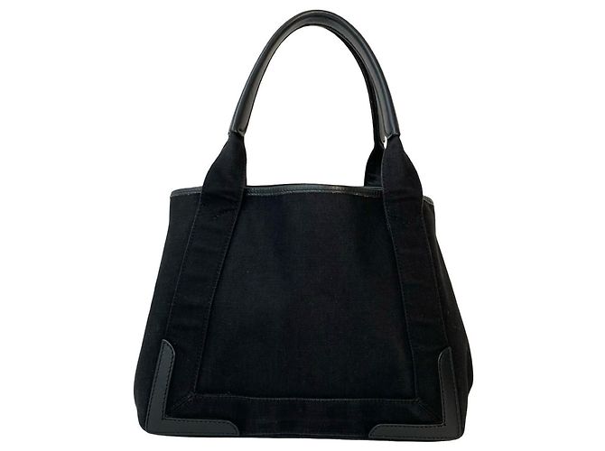 Balenciaga Navy Cabas S Logo Canvas- und Leder-Tote-Bag Schwarz - Ansicht 3