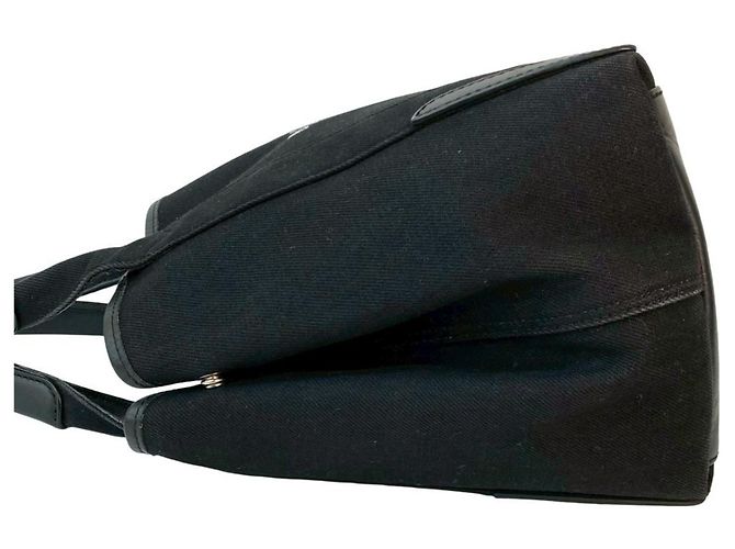 Balenciaga Navy Cabas S Logo Canvas- und Leder-Tote-Bag Schwarz - Ansicht 5