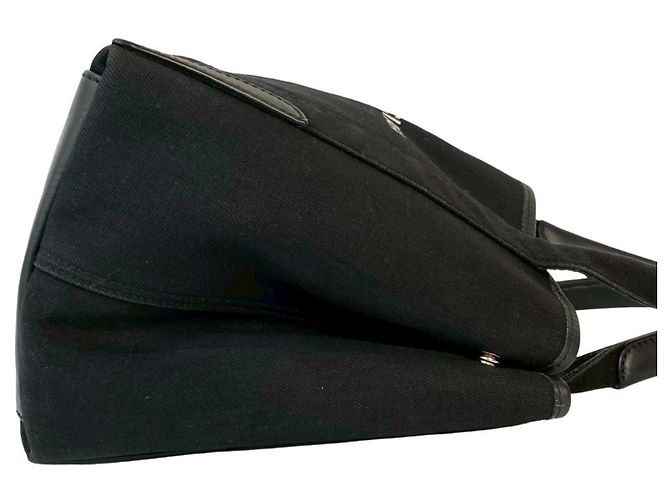 Balenciaga Navy Cabas S Logo Canvas- und Leder-Tote-Bag Schwarz - Ansicht 6
