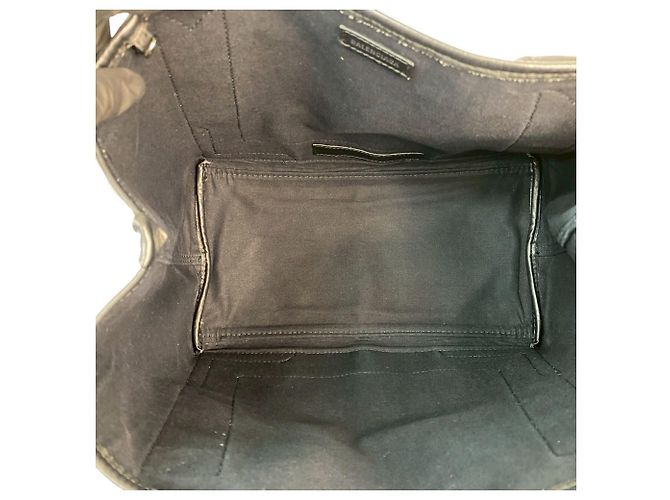 Balenciaga Navy Cabas S Logo Canvas- und Leder-Tote-Bag Schwarz - Ansicht 9